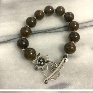 Silpada Bronzite and Silver Bracelet